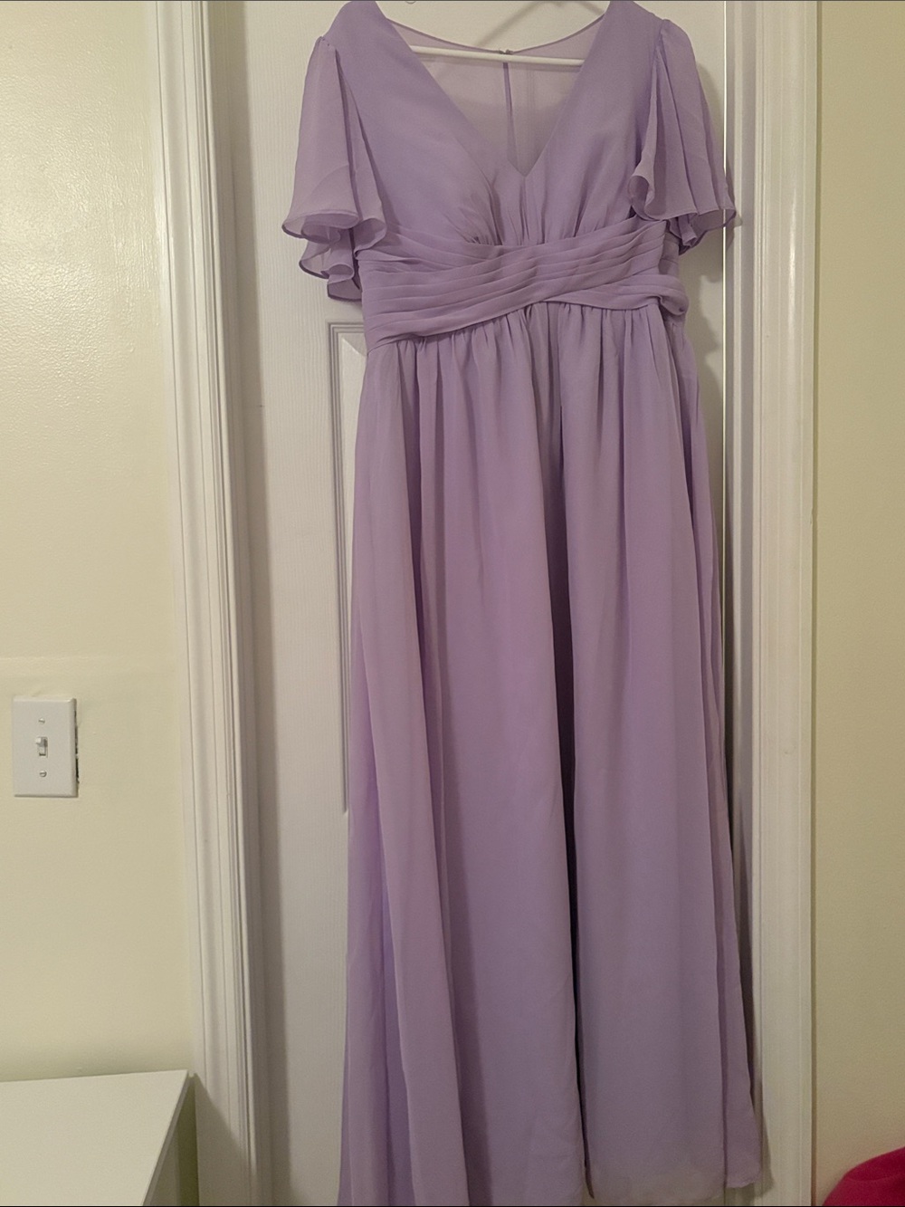 Lilac Flutter Sleeve women’s formal gown